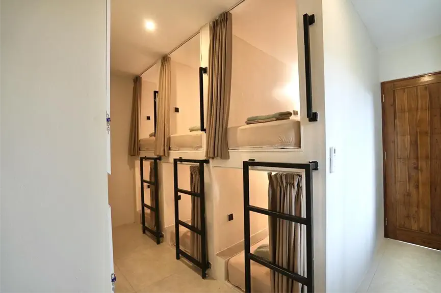 Modern dormitory with bunk beds