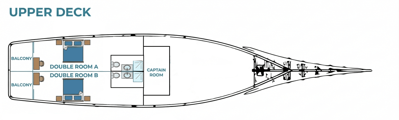 Upper-deck plan of Shenron liveaboard
